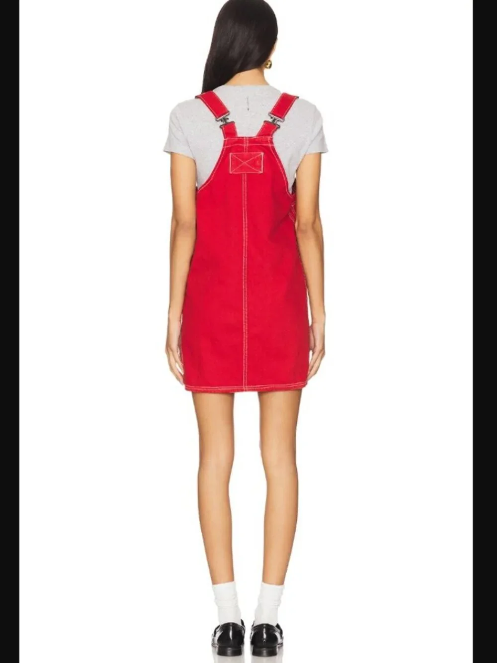 Free People We The Free Overall Smock Mini Dress in Bright Red 